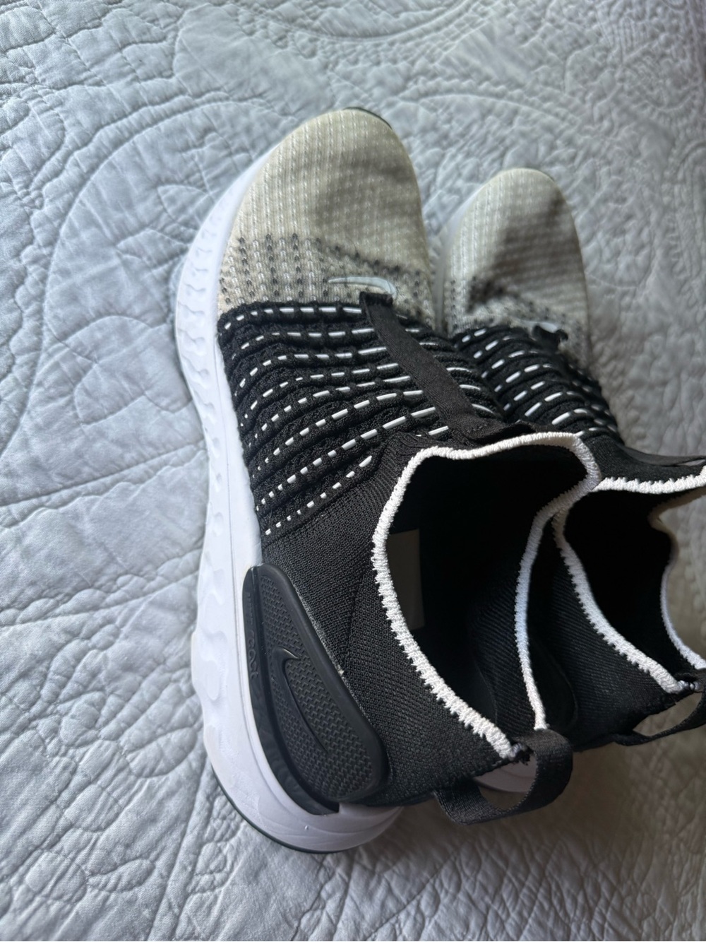 Nike Kids Black and Gray Knit Slip-On Sneakers